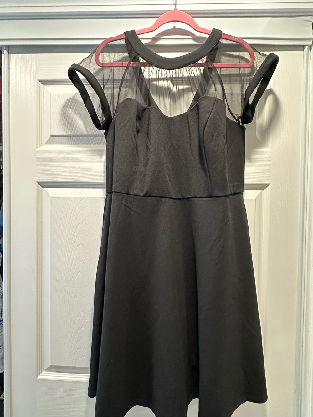 Maggy London Black Mesh Yoke Midi Dress